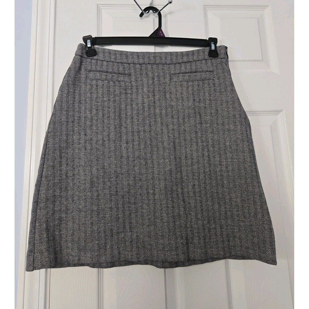 Talbots Cotton Herringbone Skirt – Size 8 Decortive Pockets Side Zipper